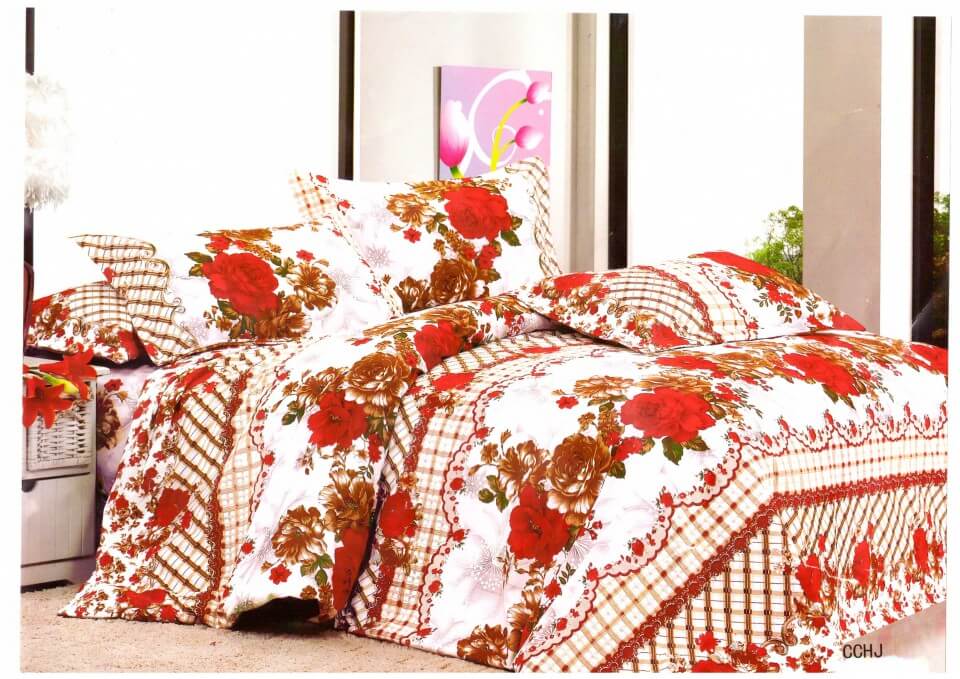 Lenjerie de pat din bumbac cu trandafiri rosii